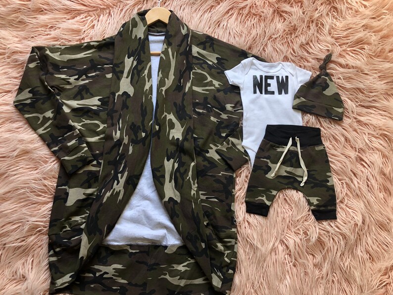 camo coming home outfit for a boy