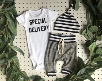 Newborn Boy Coming Home Outfit, Grey and Striped Newborn Boy coming home outfit, newborn boy take home outfit, preemie