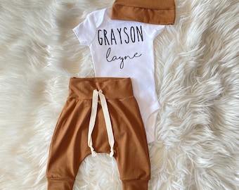 baby boy coming home outfit, Newborn Boy Coming Home Outfit, brown coming home outfit, hello world newborn boy outfit, preemie outfit