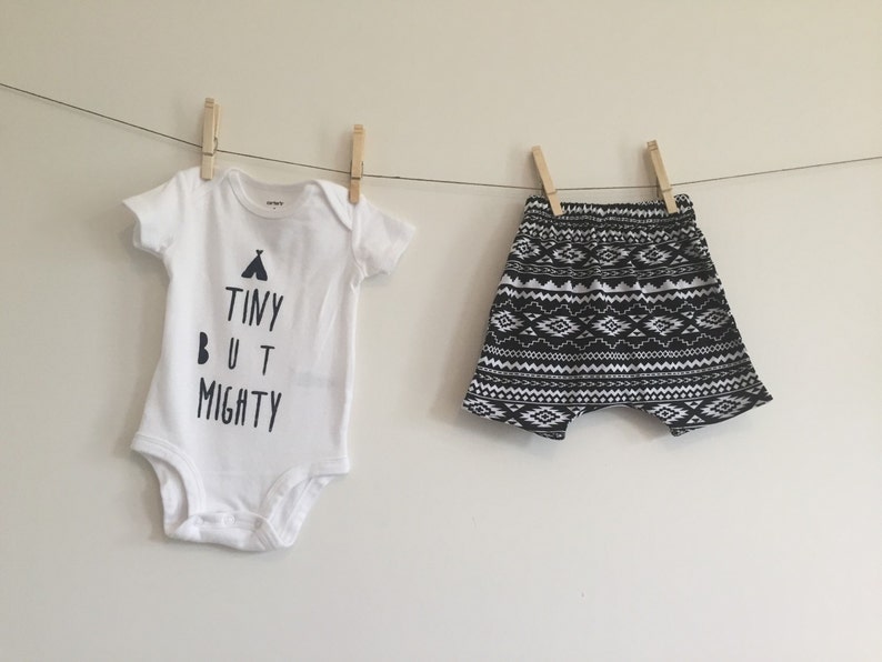 Tiny But Mighty Hand Stamped Onesie Bodysuit Cute Preemie Onesie TeePee Shirt Stylish Clothes Hipster Baby Modern Baby