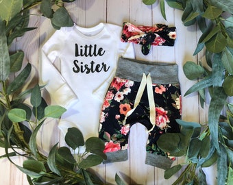 Little Sister Newborn Take Home Outfit / Newborn Girl coming Home Outfit / Newborn Floral Outfit // Brand New Clothing Set // Preemie