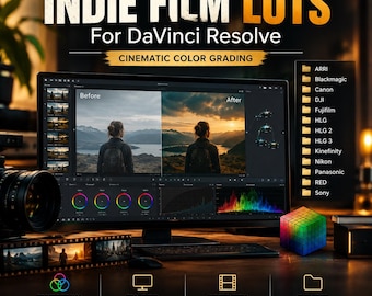 Indie Film LUT's voor DaVinci Resolve | Cinematische kleurcorrectie | CUBE LUT's