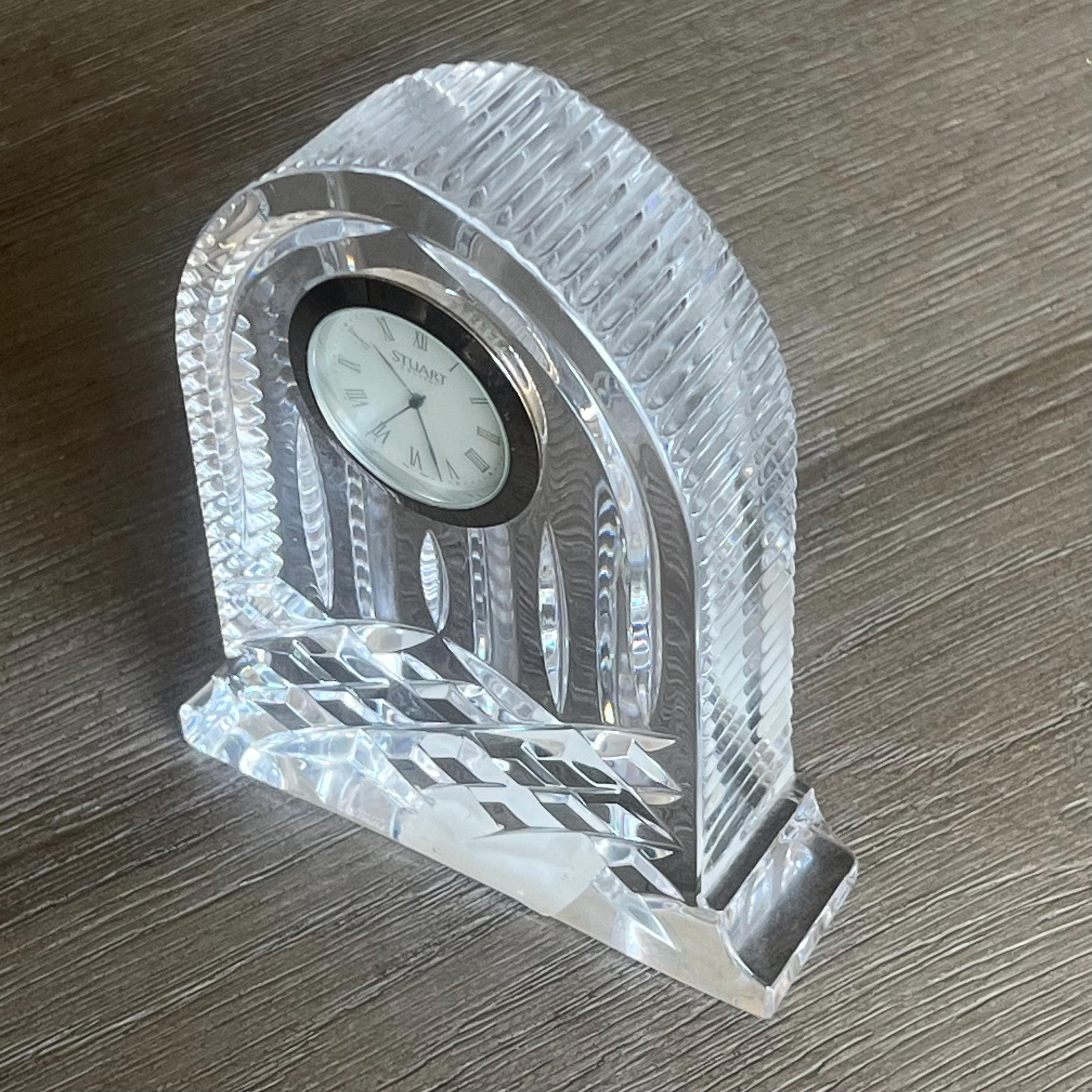 Stuart Clock Vintage Stuart Crystal Desk Clock Roman Numerals Made in Germany - Etsy UK