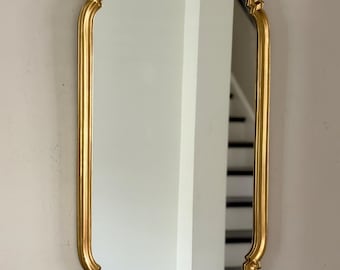 Vintage Gold Mirror Italian Florentine Style Curved Wood Frame 36” T Art Nuevo Hollywood Regency Style Decor