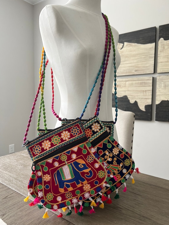 Grand Sac Bohème éléphant – Bandoulière Colorée – Style Hippie Festival – Occasion