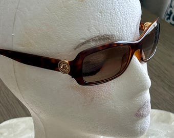 Chanel Sunglasses Tortoise Shell Frame Gold Logo Accents on Arms Vintage Chanel Sunglasses Made in Italy