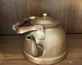 Vintage TAGUS Portugal Copper Teapot: Swan Spout, Wooden Handle - Etsy