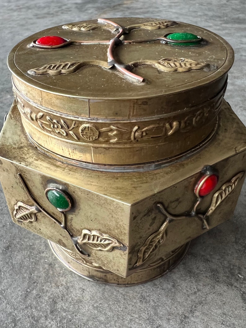 Vintage Brass Keepsake Cremation Urn Hexagonal Brass Box Small Etsy