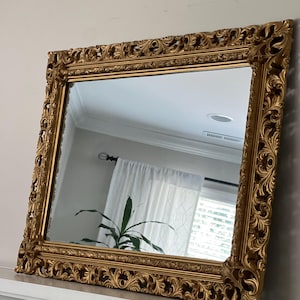 Vintage Turner Wall Mirror 38” x 27.5” Ornate Gold Frame Hollywood Regency Gold Wall Decor
