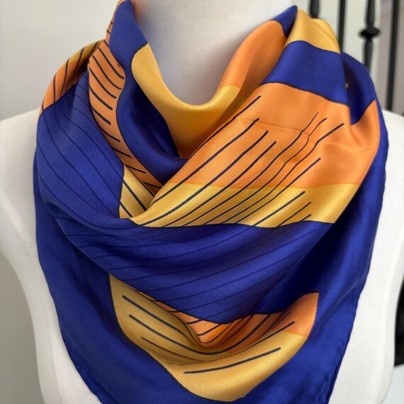 Hand Printed Silk Scarf: Art Deco Bold Stripes, 34