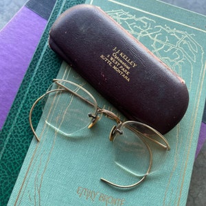 Vintage Gold Frameless Hexagonal Glasses Antique Reading Glasses True Vintage American Optics Gold Filled Cable Temples Windsor Glasses