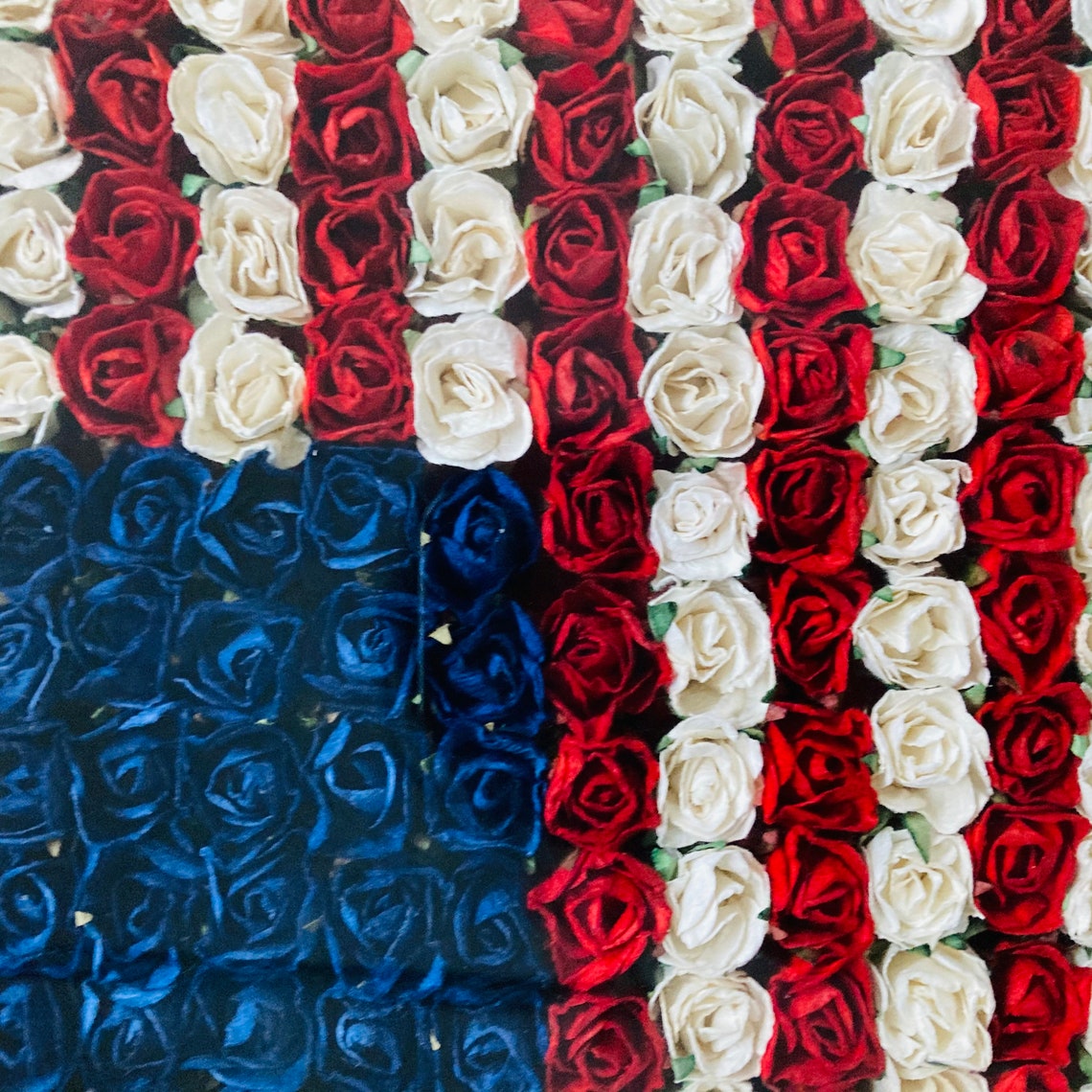 American Flag Art Red White & Blue Roses Flag Decor Handmade Etsy
