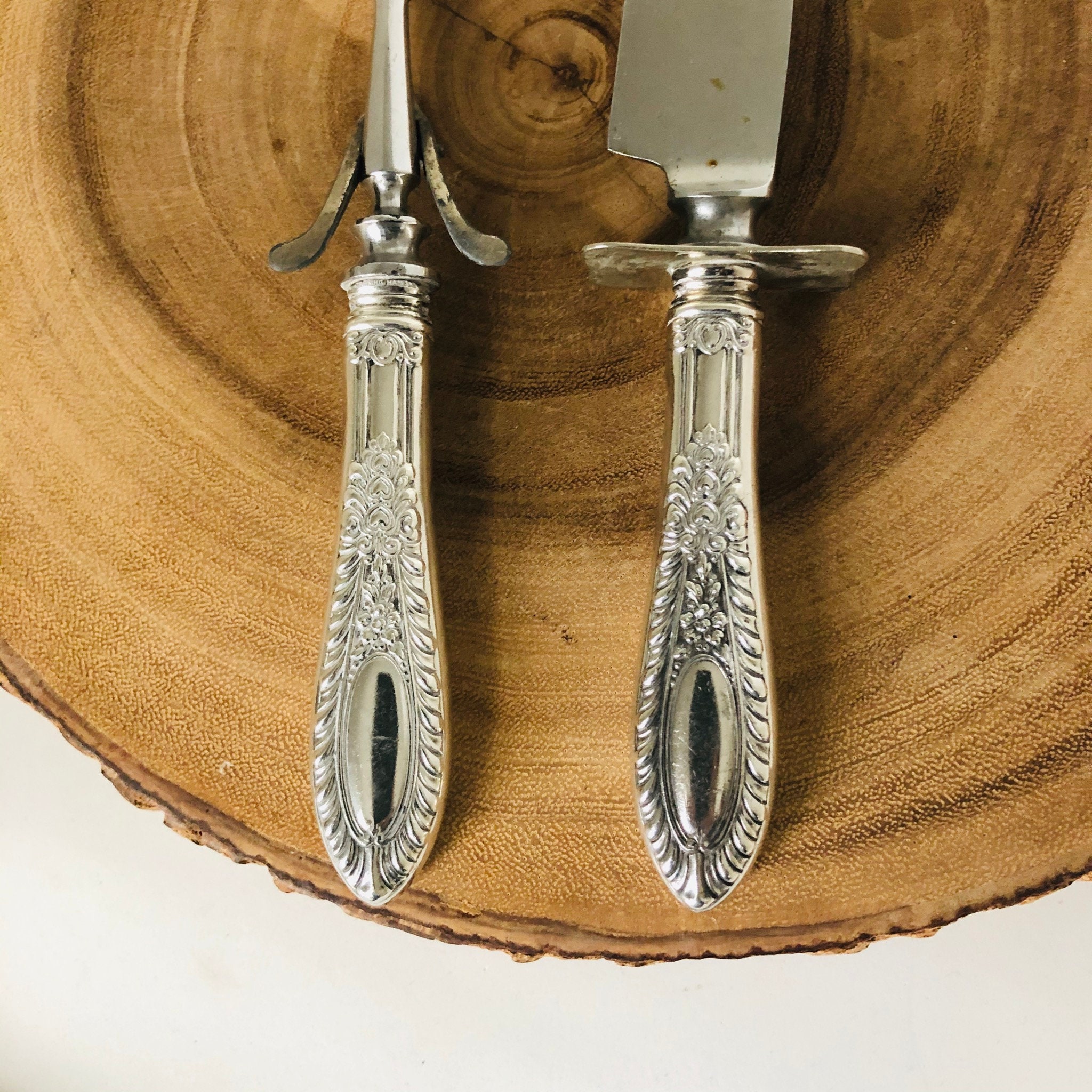 Sterling Silver Meat Carving Set Sterling Holiday Table Etsy