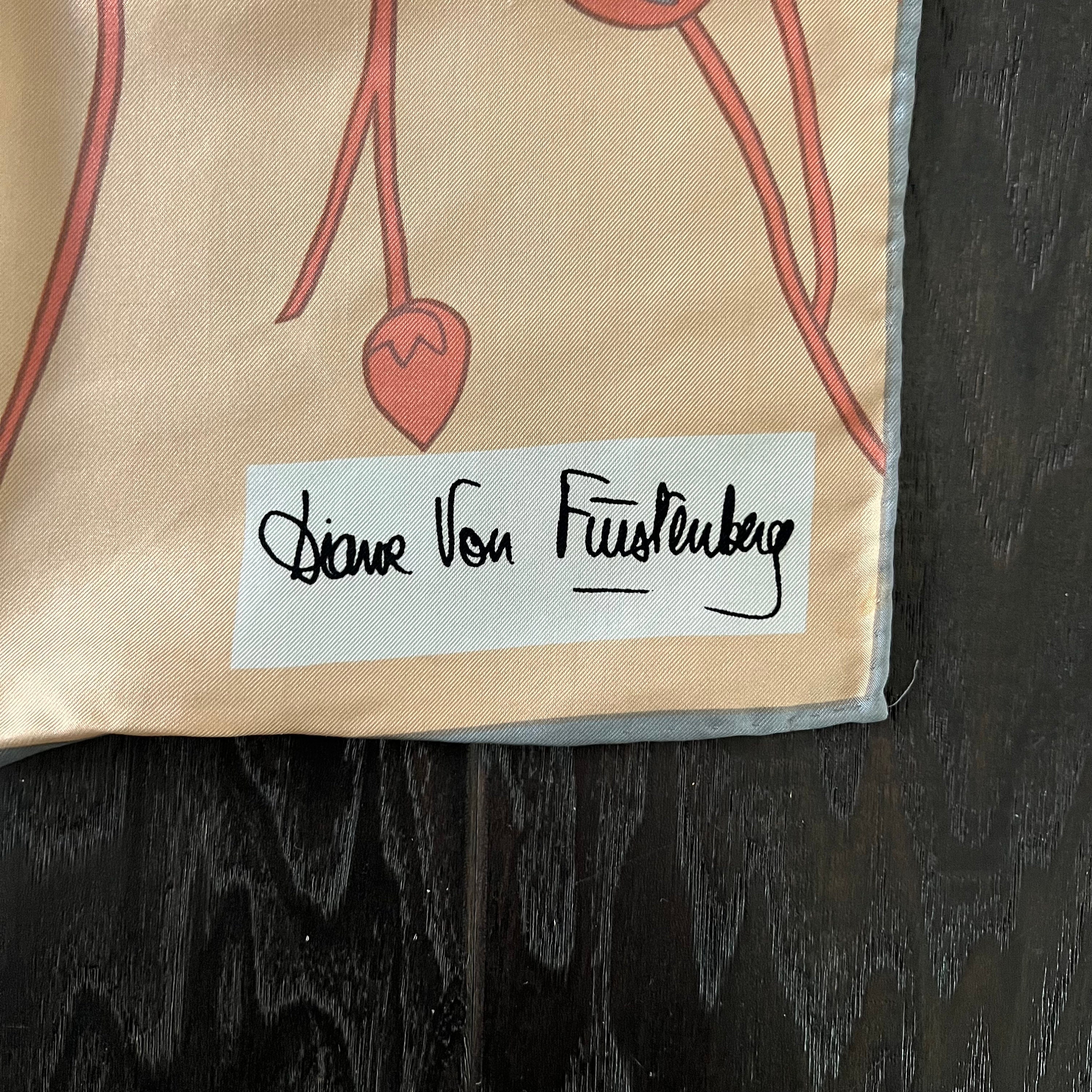 Vintage Diane Von Furstenberg Silk Scarf Floral Print Long