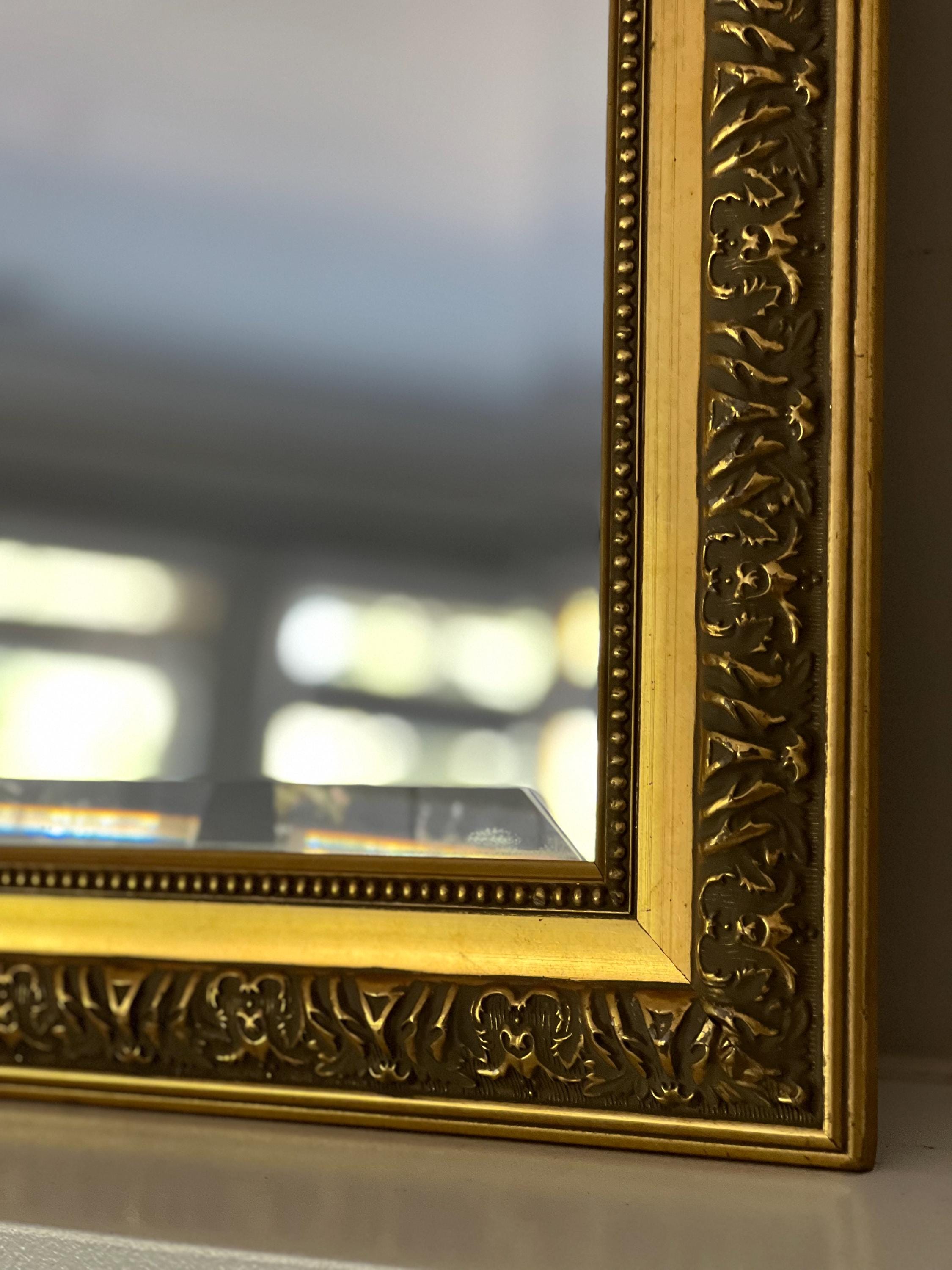 Vintage Ornate Gold Gilt Mirror: Carved Rectangular Wall Decor