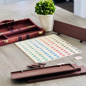 Juego de rummy vintage, juego de rummy coleccionable, estuche de viaje de piel sintética, fabricado en Taiwán.
