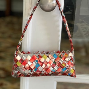 Sac pour femme Nahui Ollin, technique de pliage du papier unique, emballage de bonbons recyclés, sac à baguette écologique