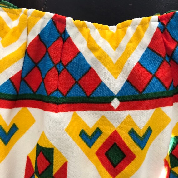 Vintage Aztec Print Skirt Bright Yellow Red Blue … - image 6