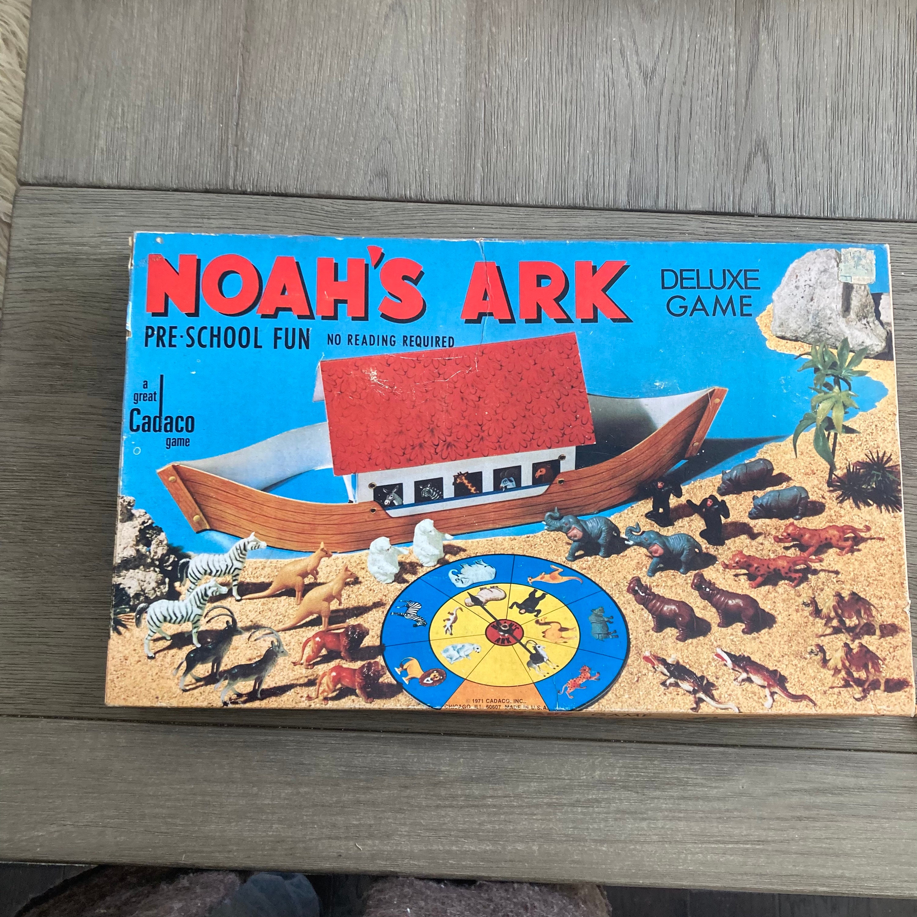 Vintage Noah's Ark Deluxe Game Plastic Animals 1970s Pre School