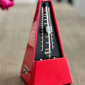 Vintage Metronome Red Metronome by Lauren - Good Working Order with Side Key Made in Korea Mechanical Metronome Music Tuning Timing Tools