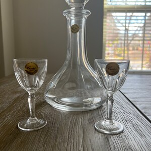 Vintage Crystal Decanter Set Crystal France Decanter And Goblet Gift Set by Paul Sebastian U Shaped Swan Decanter