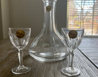 Vintage Crystal Decanter Set Crystal France Decanter And Goblet Gift Set by Paul Sebastian U Shaped Swan Decanter
