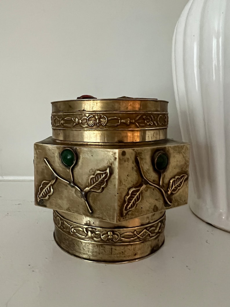 Vintage Brass Keepsake Cremation Urn Hexagonal Brass Box Small Etsy
