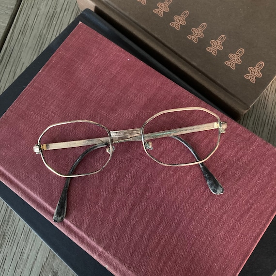 Vintage Gold Eyeglasses Gold Octagon Genuine 12 Ca