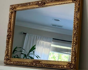 ハリウッドリージェンシー様式 ヴィンテージ ウォールミラー 壁掛け鏡 高級 大型ヴィンテージ ハリウッド リージェンシー ゴールドミラー、80 年代