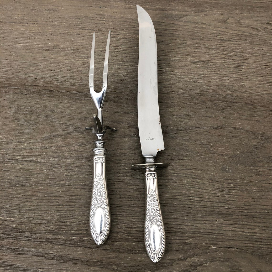 Sterling Silver Meat Carving Set Sterling Holiday Table Etsy