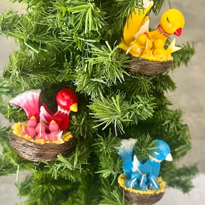 Vintage Easter Ornaments Hand Painted Wood Easter Ornaments Set of 14 Easter Theme Decor