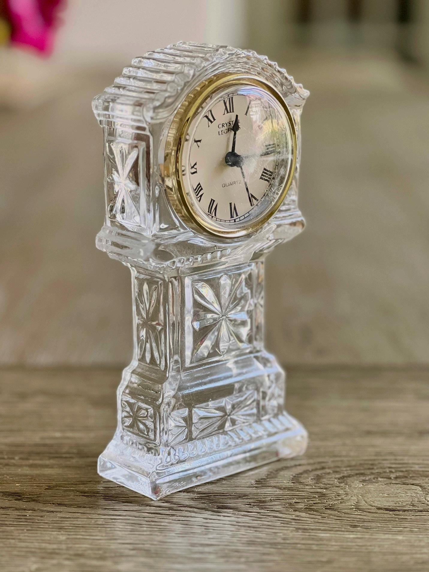 Crystal de Noble クリスタルドゥノーブル 置時計 Crystal Glass Desk Clock Sterling And Nobel Mantle Shelf Clock | eBay