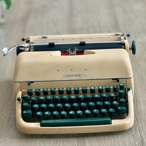 Vintage Remington Rand Quiet-Riter Typewriter Light Brown With Green Keys Portable Collectible Working Remington Typewriter
