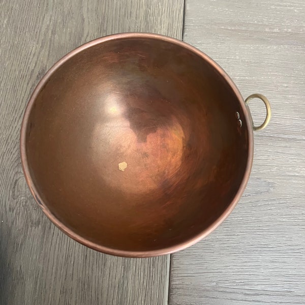 Vintage Copper Bowl 8” Mixing Bowl Heavy Gauge Copper Mixing Bowl Minimalism Holistic Living Ayurveda Vintage Copper Housewares