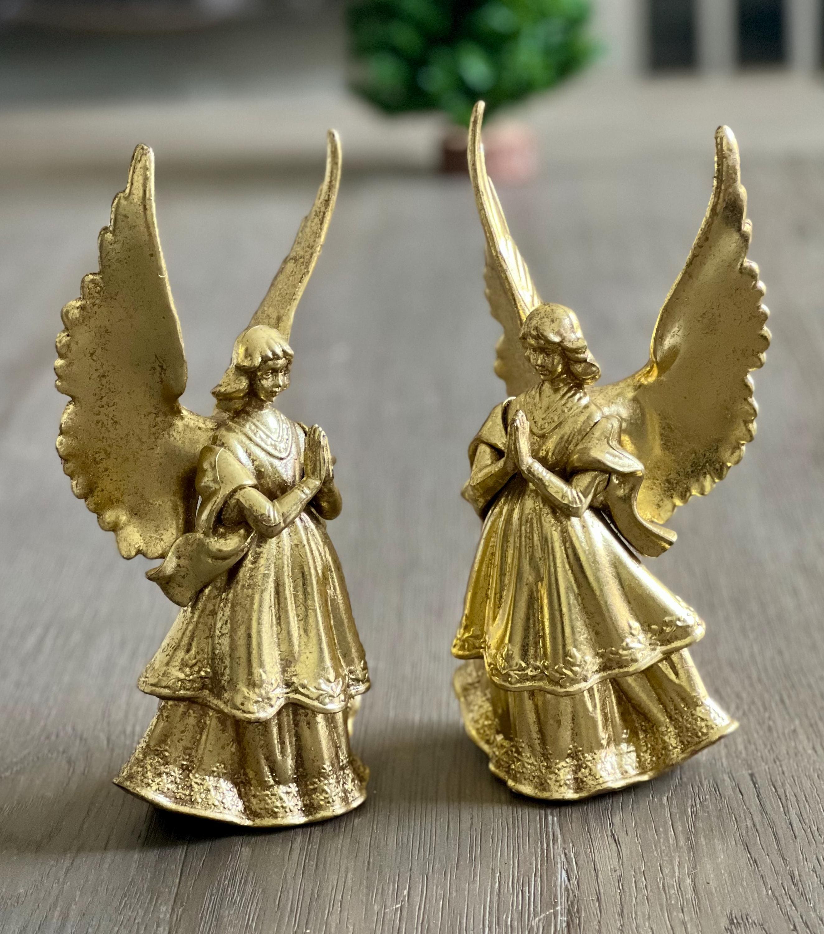 Vintage Gold Gilt Praying Angel Figurines Christmas Tree Topper