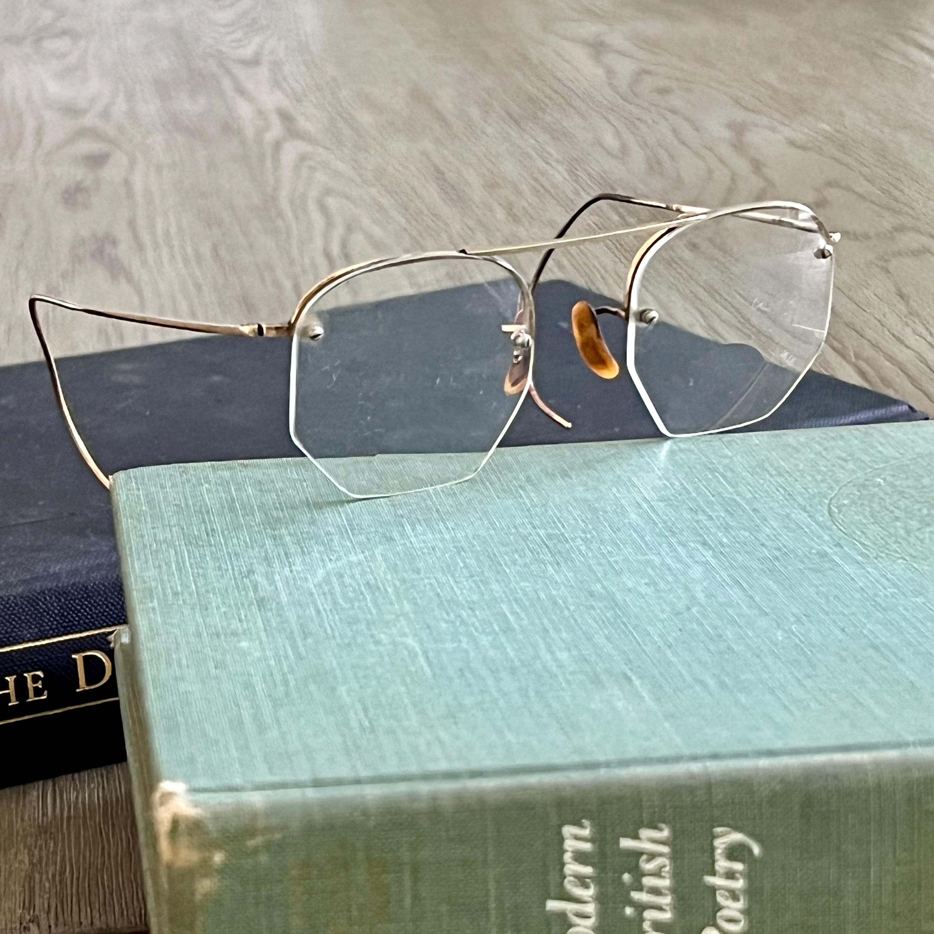 Antique 12 Carat Gold Filled Reading Glasses Bausch & Lomb True Vintage Genuine 12K Gold Filled Over The Ears Eyeglasses