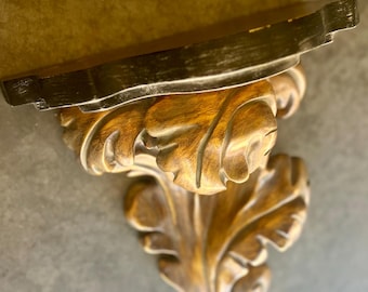 Vintage Gold Gilt Acanthus Leaf Wall Shelf: Hollywood Regency Decor