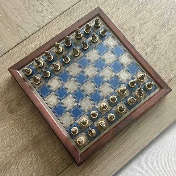 Vintage Franklin Mint Civil War Chess Set: Pewter Sculptures