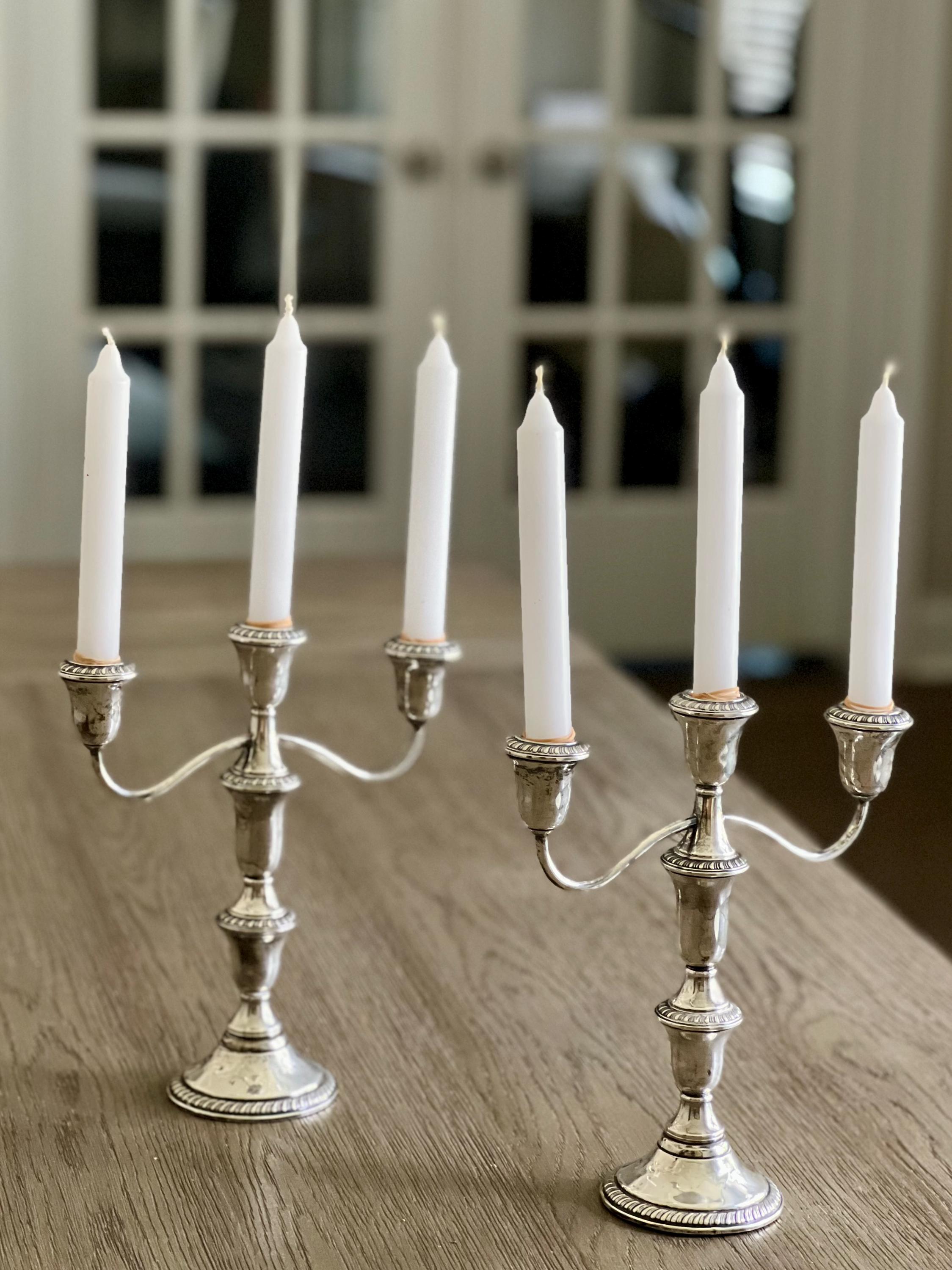 Vintage Sterling Silver Candelabras: DS Spaulding Adjustable 3