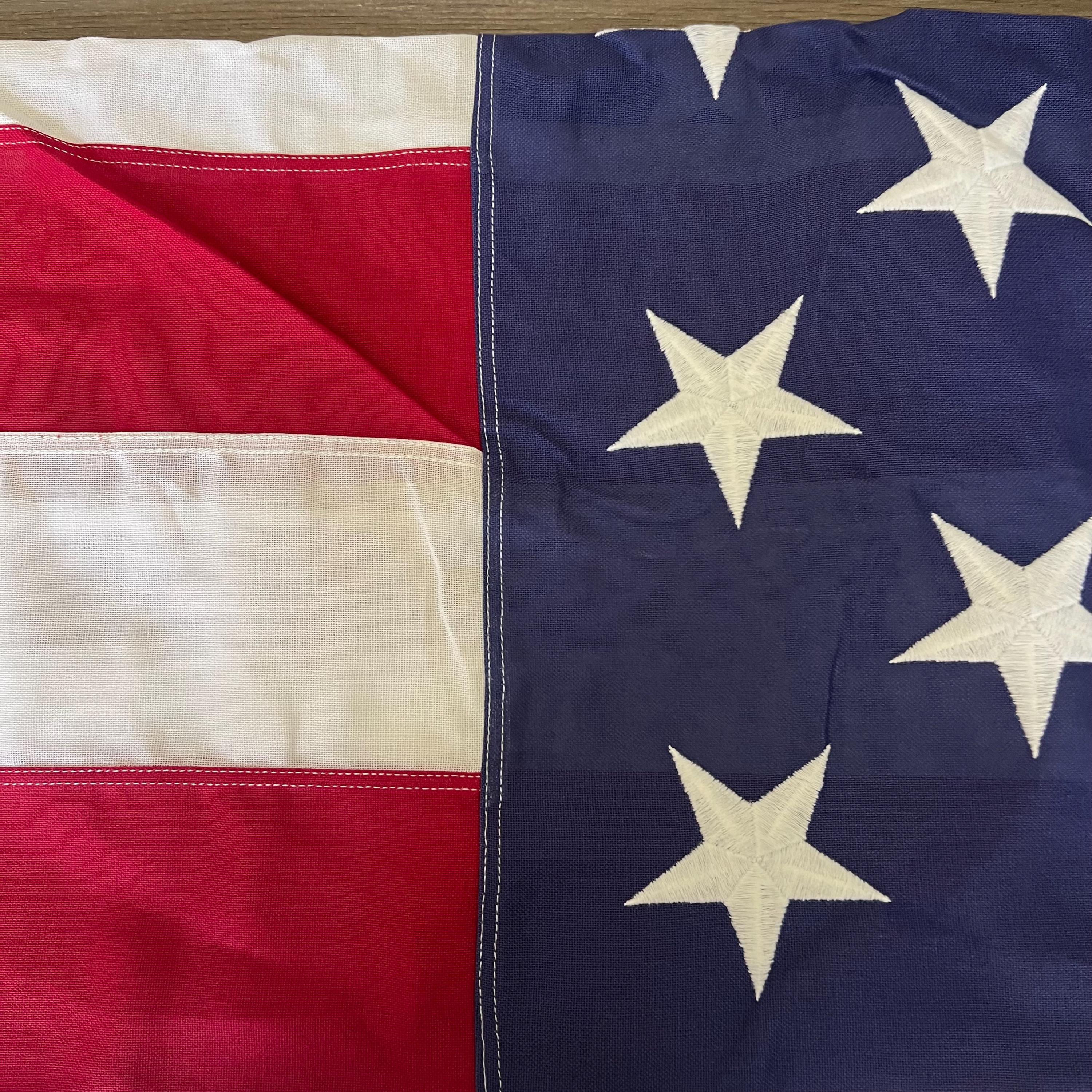 Vintage American Flag: Embroidered Stars, Sewn Stripes - 5x9.5 Ft