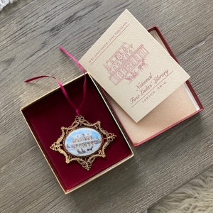 Ida Saxton McKinley House 24KT Gold Finish Porcelain Ornament National First Ladies Library Canton OH Dedication Edition Christmas Ornament