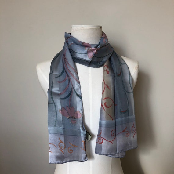 Foulard Vintage Bill Blass – Soie Satin Imprimée Géométrique Marron – Élégance Rétro à Porter De Mille Façons