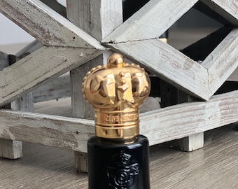 Perfume vintage Clive Christian X para mujer, frasco negro de 10 ml con tapa de corona dorada