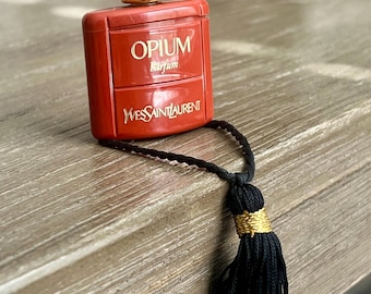 Yves Saint Laurent Opium Parfum 3.5 ml Micro Mini Orange Bottle Black Tassel Japanese Inro Inspired Rare Discontinued