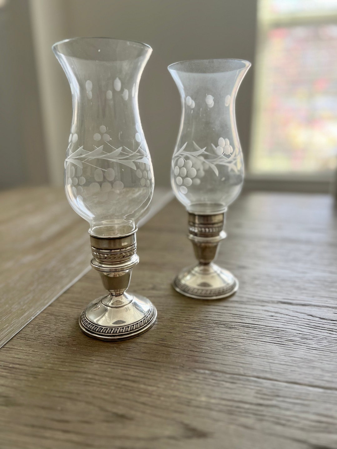 Vintage Sterling Silver Hurricanes Crown Silversmiths Candle Holders