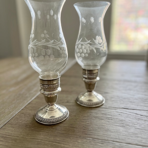 Etched Glass Hurricane Globes Etsy