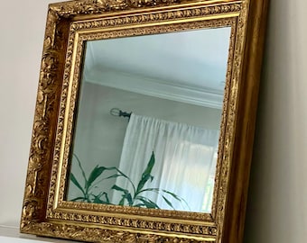 Espejo de madera ornamentado con dorado antiguo - Repisa de pared de 30 pulgadas