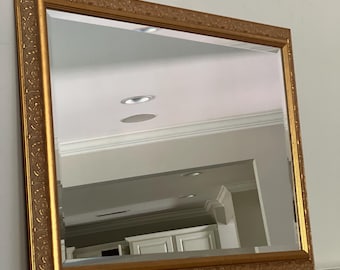 ゴールド ギルトミラー 42インチ x 30インチ 大型長方形 ゴールド