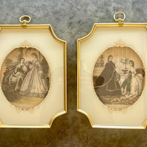 Vintage Turner Wall Art – Godey’s Victorian Fashion Print 8x10 Gold Framed Mid-Century Decor Made in USA