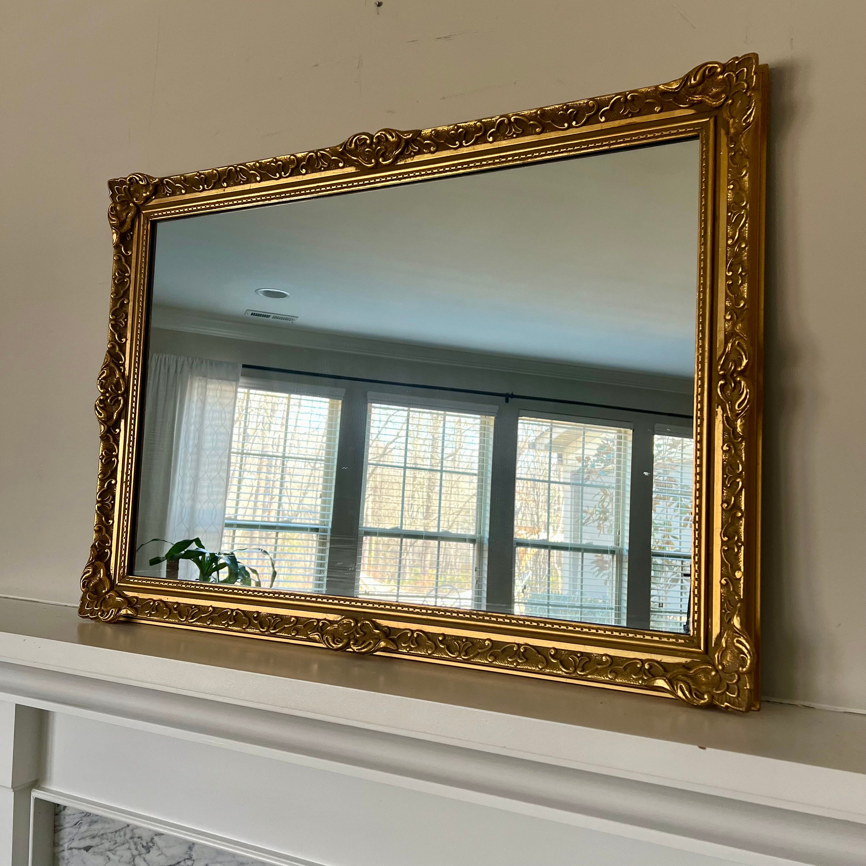 Honeycomb Mirror with Gilt Wood Trim Honeycomb Mirror with Gilt Wood Trim